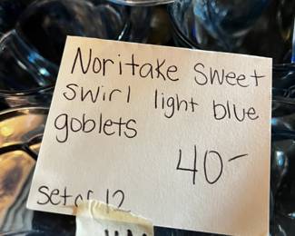 #141	Noritake Sweet Swirl Light Blue Goblets - Set of 12	 $40.00