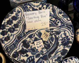#144	Pottery barn "Something Blue" set of 6 Salad Plates - 9"	 $25.00