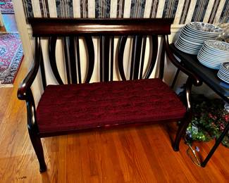 #3	mahogany wood bench with cushion 45" long	 $175.00