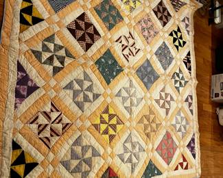 #190	quilt	Pinwheel quilt hand stitch 75x77	 $100.00