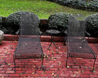 #60	Black Wrought Iron Chaise Lounger	 $100.00 			
#61	Black Wrought Iron Chaise Lounger	 $100.00 			
#62	Black Small Round Wrought Iron Table - 17x22	 $20.00