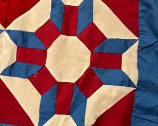 #187	quilt	red white blue hand stitched quilt top 75x86	 $40.00