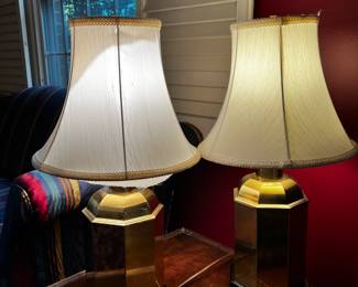 #7	pair of brass lamps 26" tall	 $100.00