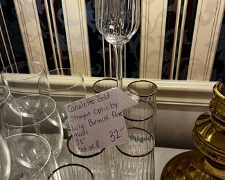 #138	Canaletto Gold Straight Optic by Luigi Water Goblets - 7.5" Set of 8	 $32.00