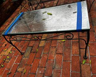 #57	Glass Top Vintage Metal coffee Table - 36x18x17	 $60.00