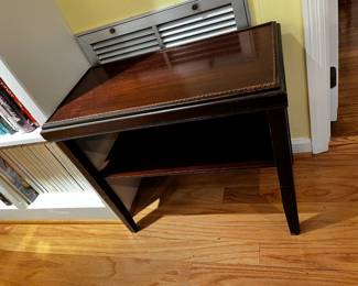 #36	Wood End table w/Shelf and Carved Edge - 26x13x22	 $75.00