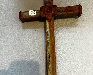 #75	Rustic Metal Cross - 13x8	 $20.00