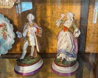 Vintage Dresden-Style Porcelain Figurine Pair – Rococo Court Couple – Hand-Painted                                                      Price: $50 pair