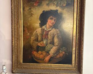 Lady w Fruit Basket Signature (Picture 1 of 2).                 Email seller for price.