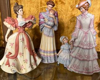 Lenox porcelain figurines from the Lenox Collections line. All from Japan. Picture 2 of 3. The underside photo confirms:
Fine Porcelain Sculpture – Designed and Imported Exclusively by Lenox Collections from Japan
The styles pictured include:
	•	First Waltz                                                                                              •	       Dance / court ladies
	•	Mother & child
	•	Victorian mother & daughter
	•	Parasol ladies
All in excellent condition.
Price: $120 or BO (all six pieces)