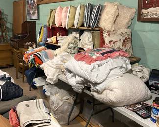 Bedding and linens galore.