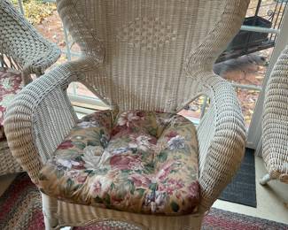 A wicker rocker to spend time conversing in person or by phone.