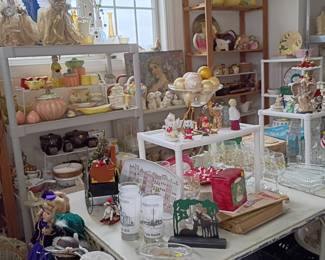 Vintage holiday decor and hostess sets.