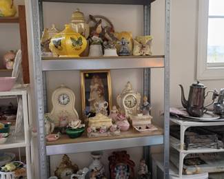 Decorative items, ceramic, porcelain, glassware, silver and brass.