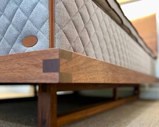 Custom Boyd & Allister Live Edge Walnut Queen Bed (frame detail) / Duxiana 1001 Mattress & Topper Pad
