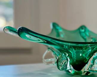 Vintage 1960s Archimede Seguso Art Glass Green Bowl, stunning!!