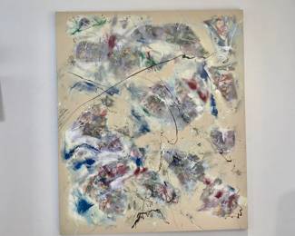 Clay White "Spring Blizzard" 2025, Acrylic on Canvas w/ Grain Texture 57 x 67