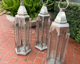 Outdoor Hurricanes, (2) have minor glass cracks on the thin panels, as-is :)