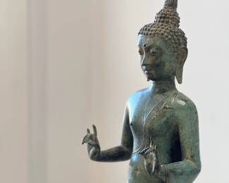Buddha Standing Figural, metal, great patina