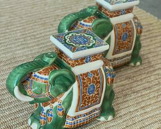 Ceramic Garden Stools- Green (pair)
