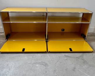 USM Haller High Media Console, Golden Yellow (open)
