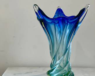 'Vintage 1960s Archimede Seguso Art Glass- Blue Tornado, small chips on bottom edge, otherwise unreal
