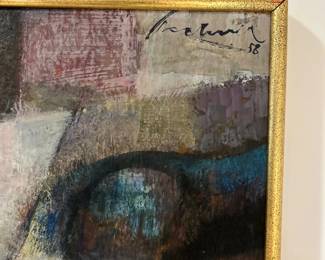 Mid Century William Pachner "Deposition" 1958, Oil on Masonite Board (detail)
