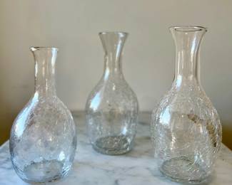 Vintage Crackle Glass Carafe Set Paris, 1960s