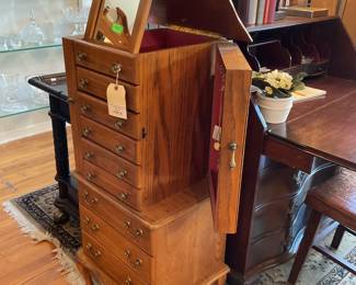 Vintage oak finish tall jewelry armoire with side doors $77 + tax