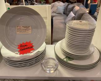 Assorted Royal Copenhagen dinner and appetizer plates