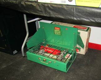 vintage Coleman lanterns and Coleman cook stove