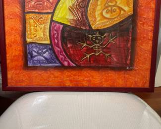 Framed Original Mix Media on Canvas Signed 