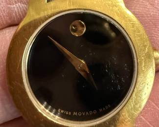 Movado Amorosa Ladies Gold-tone Black Dial Bangle Wristwatch