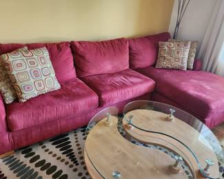 Sectional sofa red