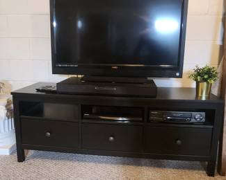IKEA Credenza, Visio tv, Panasonic VHS, Samsung DVD player