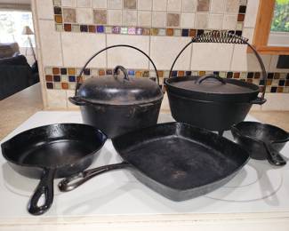 Cast Iron pans, skillet, dutch oven
