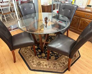 Glass Top and Wood Dinning Table/4 chairs