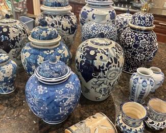 Blue and white ginger jars
