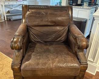 Matching leather chair w/ottoman
