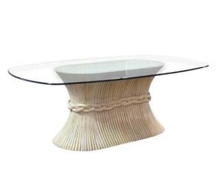 Vintage Mid Century Dorothy McGuire Sheaf of Wheat Bamboo and Glass Dining Table with 4 chairs