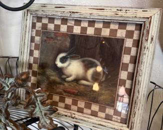 vintage framed rabbit print
