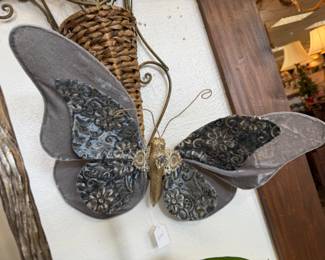 Blue and Silver Butterfly with hanging clip