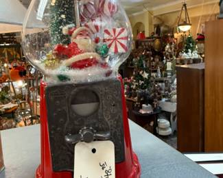 hand made vintage snow globe from gum ball machine 