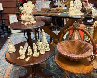 2-tier antique table, Christmas and more