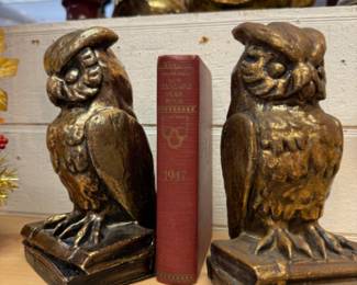 vintage owl book ends