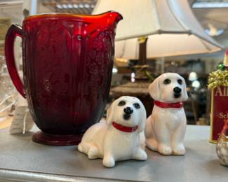 cherry blossom vintage pitcher, salt and pepper shakers