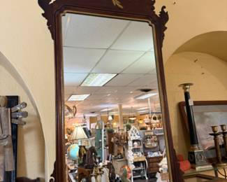 antique mahogany Chippendale framed mirror with gold guilt carved eagle Strausburg, PA, 18th century