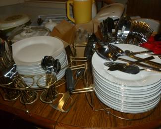 china set w/holders & flatware