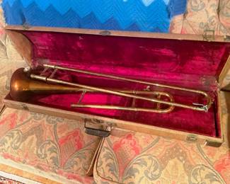 A trombone with case