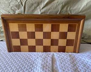 Vintage Wooden Chess Set with Storage Case Made in Yugoslavia